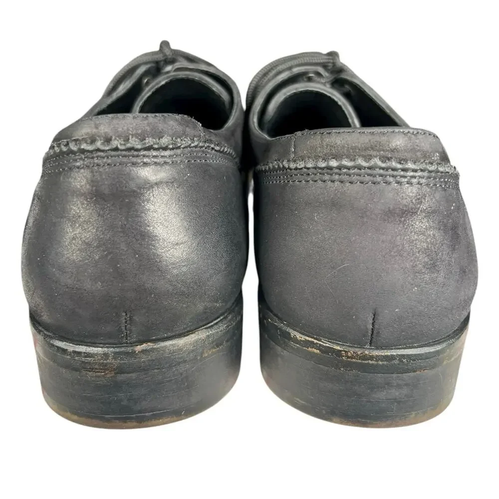 Allsaints Men’s Black Leather Distressed Cap To Oxford Size 46 US 13